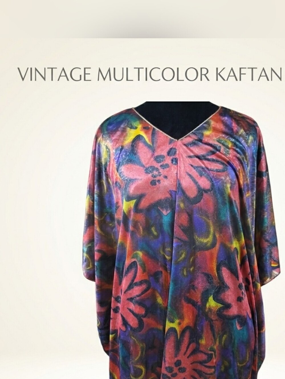 Vintage David Brown for Dillard's Multicolor Floral Kaftan Dress One Size EUC